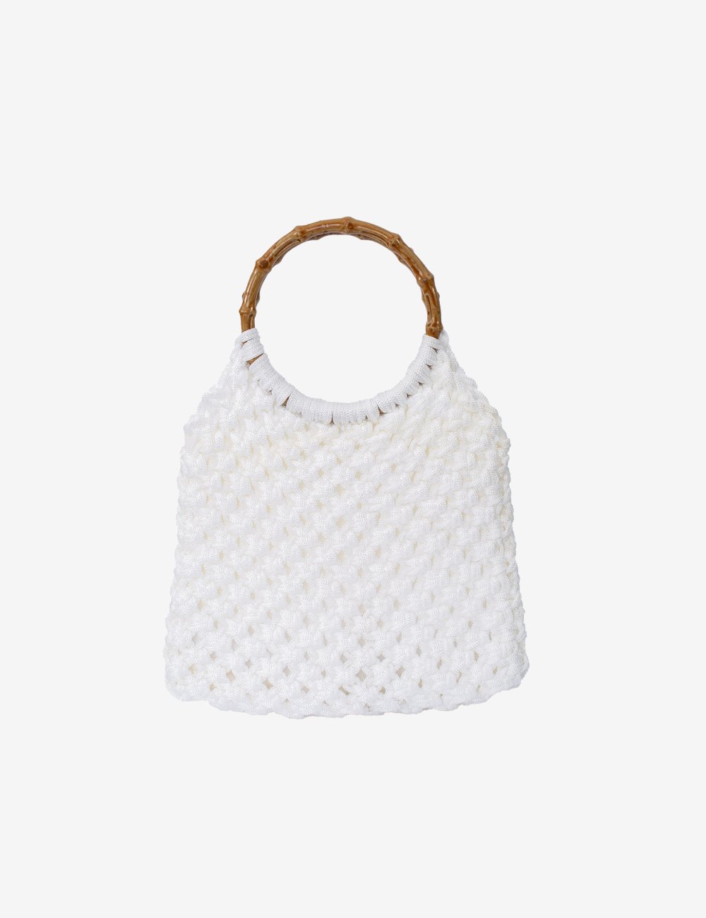 El örme Beyaz Bambu Saplı çanta Lilinta Atelier