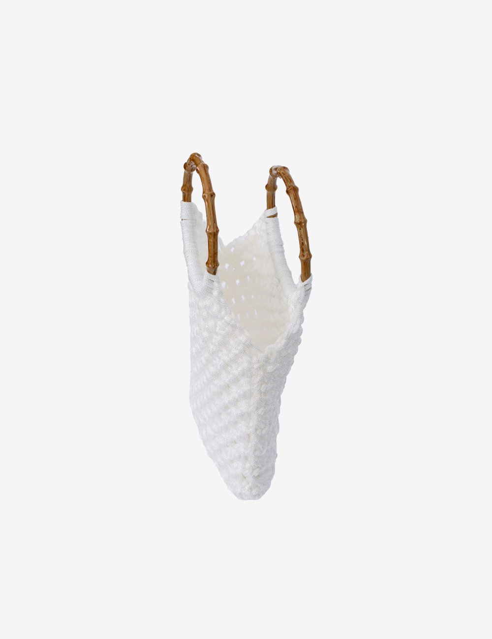 El örme Beyaz Bambu Saplı çanta Lilinta Atelier